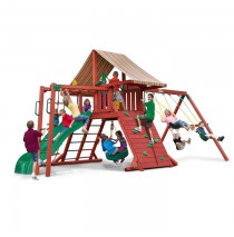 Sun Climber II Swing Set w/ Sunbrella Brannon Redwood Canvas w/ Monkey Bars